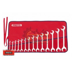 JUEGO DE LLAVES EXTREMO ABIERTO AL FINAL ANGULO DE CABEZA 15 Y 60 PZS 14 PROTO J3100B